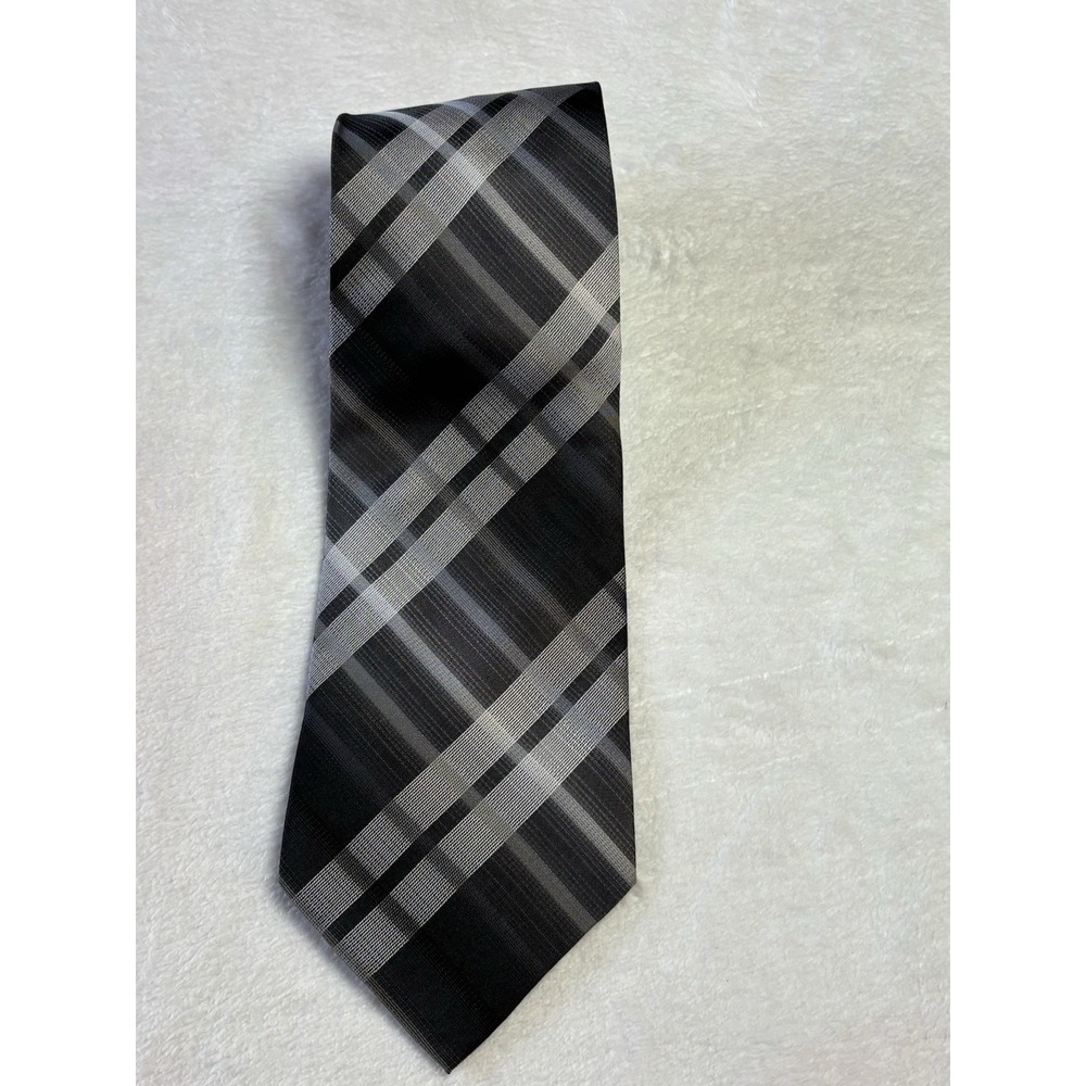 Pierre Cardin Men's Classic 100% Silk‎ Necktie Black Silver Striped